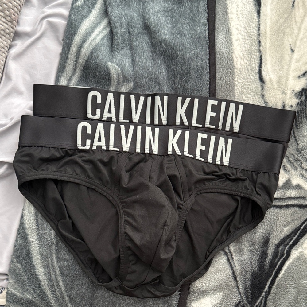 Calvin Klein Black Briefs with White Logo Waistband - 2 Pack